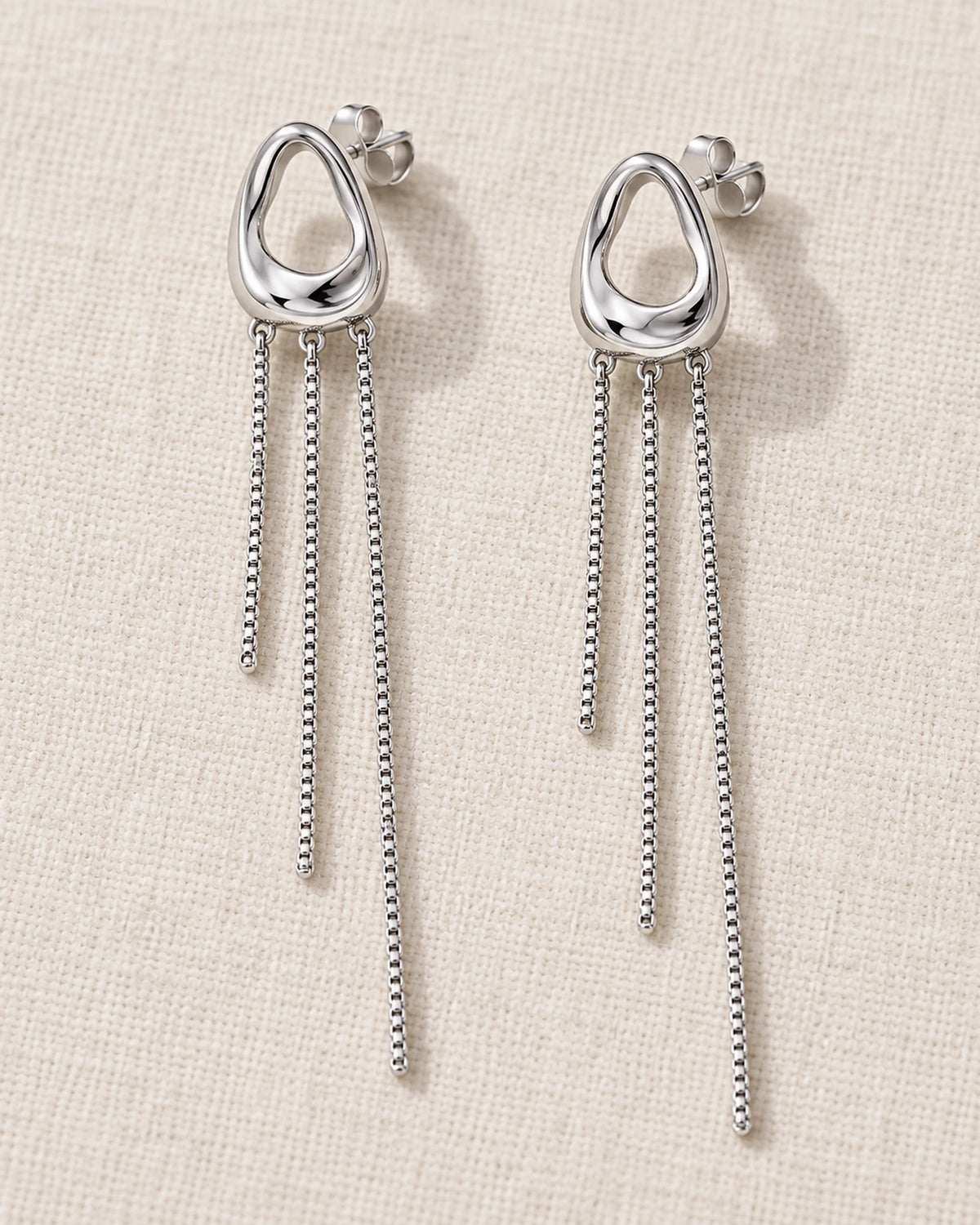The Tideline Drop in silver - nickel-safe 316L chain drop earrings | MAREA