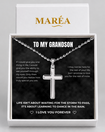Cross Necklace with Message Card for Grandson