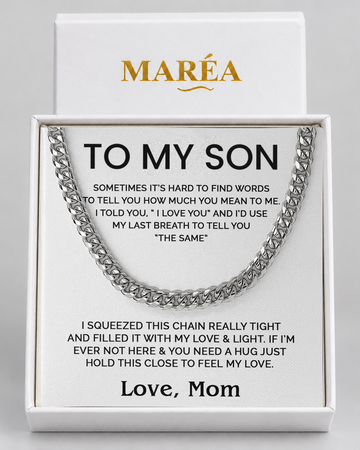 Cuban Chain Necklace with Message Card for Son