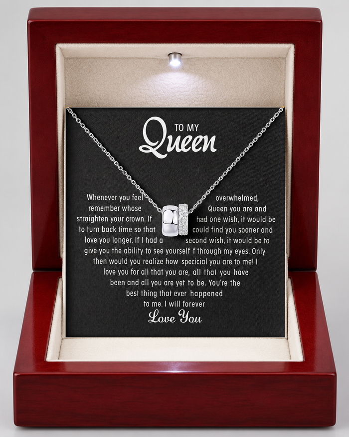 Eternal Rings Necklace with Message Card for Her, silver, Luxury Light-Up Box