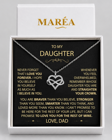 Infinity Heart Necklace with Message Card for Daughter