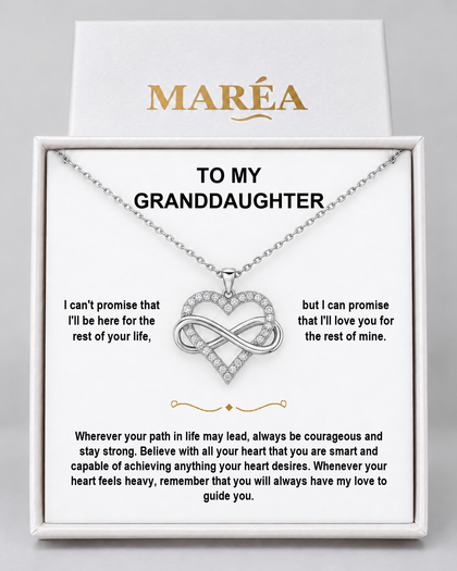 Infinity Heart Necklace with Message Card for Granddaughter