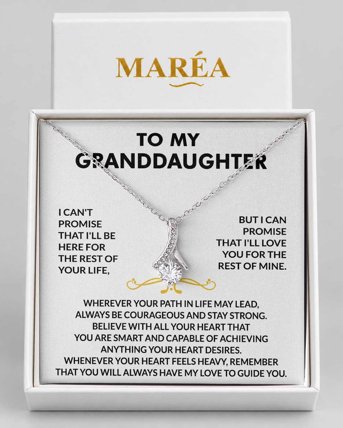 Love Pendant necklace in a MARÉA gift box with message card, silver-tone finish